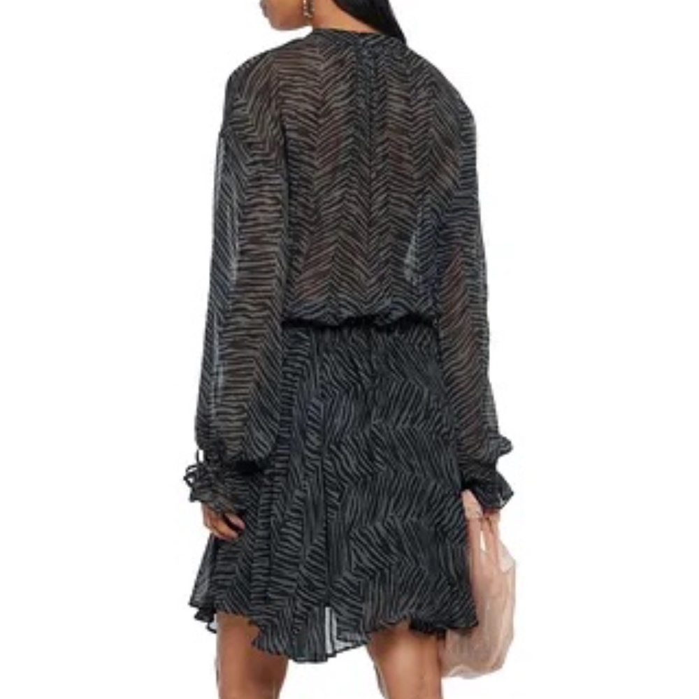 Elliana asymmetric zebra-print silk-georgette mini dress from ANINE BING - Picture 9 of 10